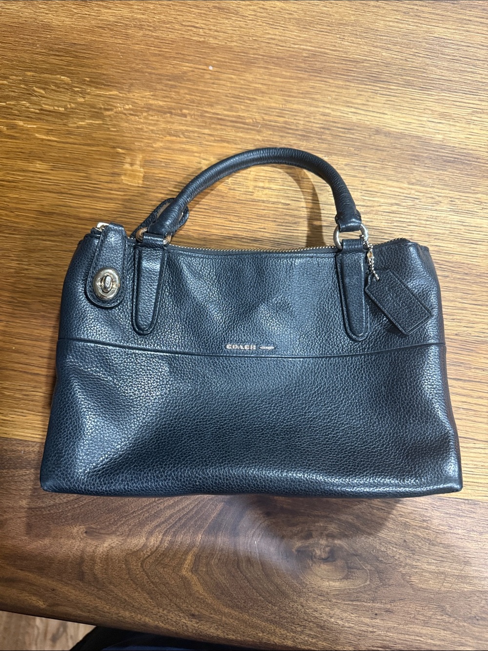 Coach Black Pebbled Leather Satchel with Top Handles